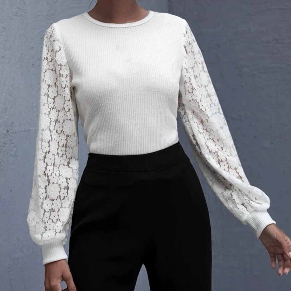 Lace Sleeve Sweater